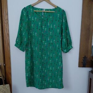 Green Key Print Dress
